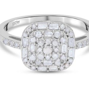 NEW Diamond Cocktail Ring in Platinum Over Sterling Silver 0.50 ctw